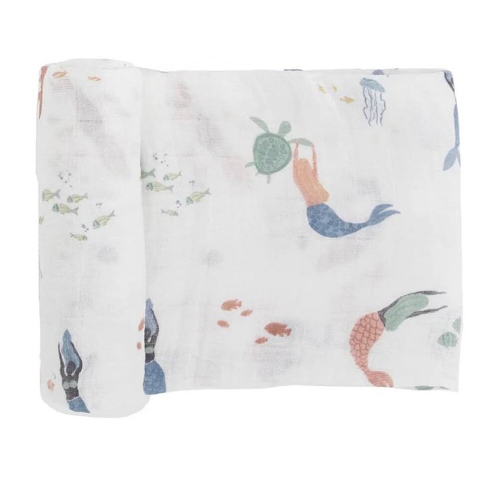 Mermaid Print Little Unicorn Cotton Muslin Swaddle - baby shower gift